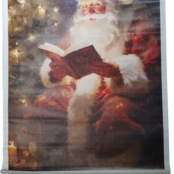 Santa Claus Reading by Christmas Tree Canvas Wall Art, Holidays, 12x18" Unframed - Picture 3 of 4